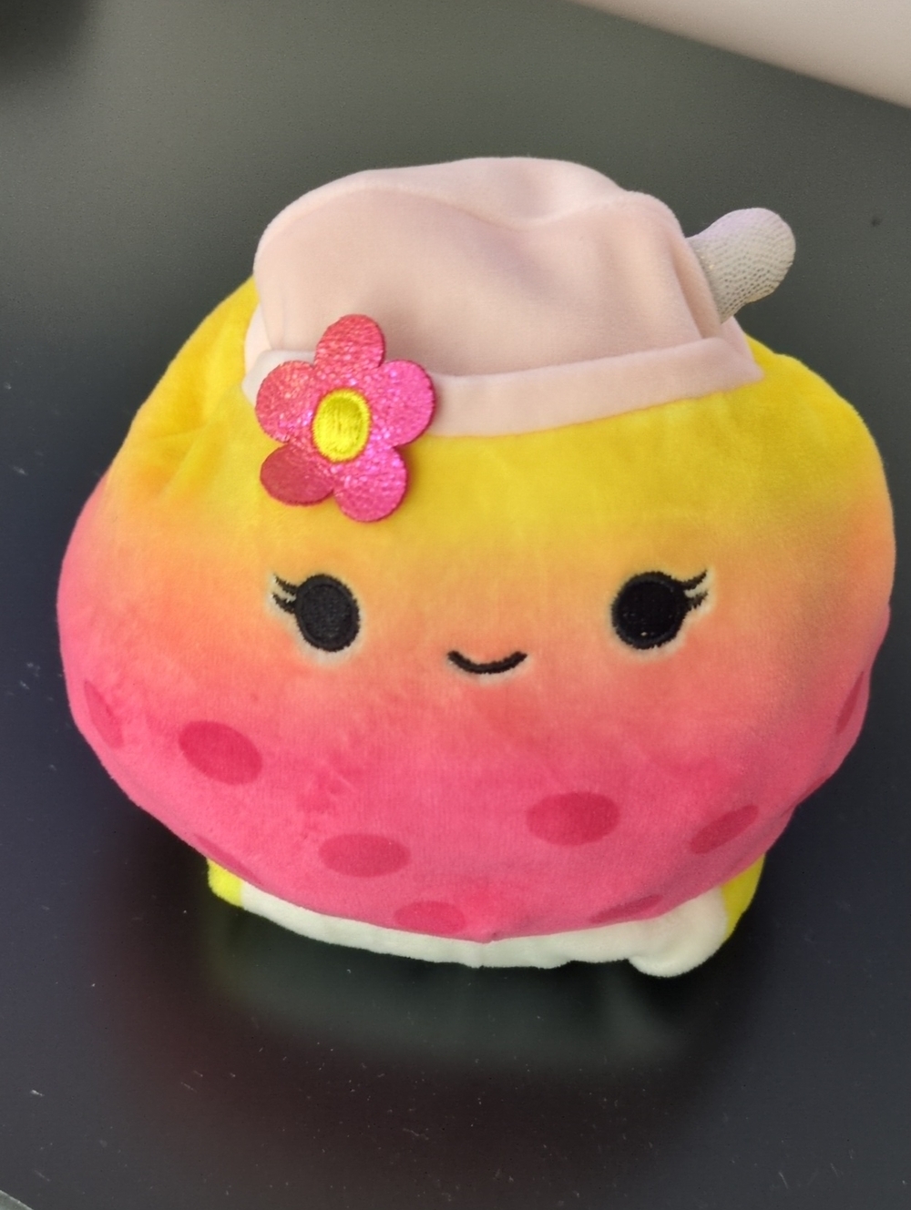 Squishmallows Yellow & Pink Fruit Plush with Flower Hat